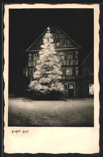 AK Gernsbach, Gasthaus zum Laub mit Weihnachtsbaum