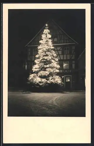 Foto-AK Gernsbach, Gasthaus zum Laub mit Weihnachtsbaum