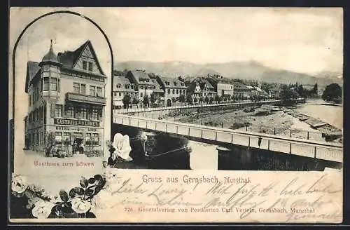 AK Gernsbach /Murgtal, Gasthaus zum Löwen und Ortsansicht