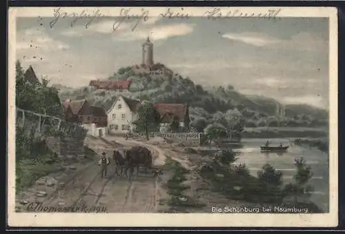 Künstler-AK Otto Thomasczek: Naumburg / Saale, Blick auf die Schönburg