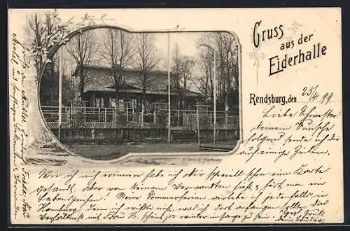 AK Rendsburg, Gasthaus Eiderhalle, Aussenansicht