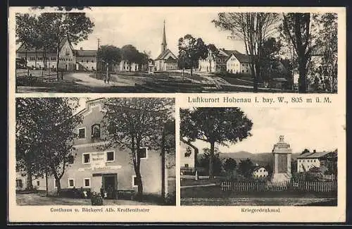 AK Hohenau / bay. Wald, Gasthaus von Alb. Krottenthaler und Kriegerdenkmal