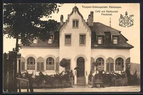 AK Münsingen, Truppen-Übungsplatz, Cafe und Restaurant Plesdonat