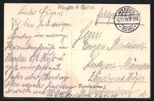 AK Essen /Ruhr, Bootshaus zur Hügelregatta 1909