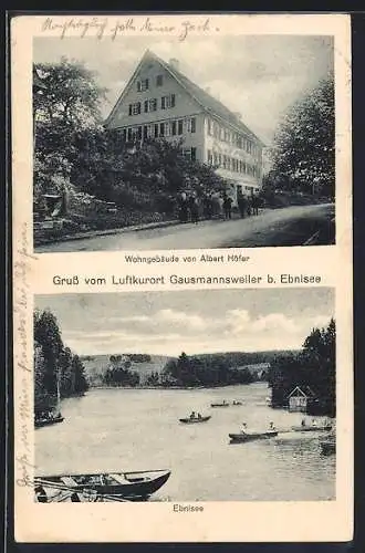 AK Gausmannsweiler b. Ebnisee, Wohngebäude von Albert Höfer, Seepartie