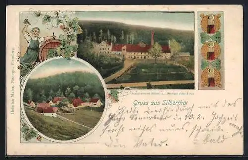 AK Silberthal, Dampfbrauerei v. Fritz Tippe, Ortsansicht