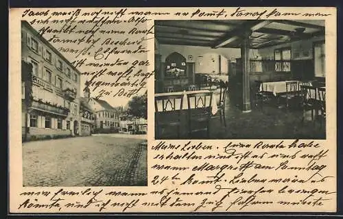 AK Gernsbach-Murgtal, Hotel-Pension z. gold. Stern und Hirsch v. C. Brude, mit Innenansicht