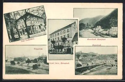 AK Gernsbach, Hotel Stern, Murginsel, Partien aus Gaggenau und Bad Rothenfels