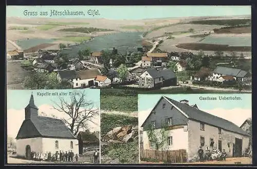 AK Hörschhausen /Eifel, Gasthaus Ueberhofen, Kapelle mit alter Eiche, Totalansicht