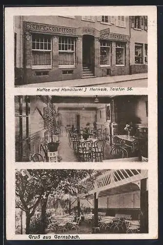 AK Gernsbach, Café und Konditorei J. Henkele mit Innenansicht