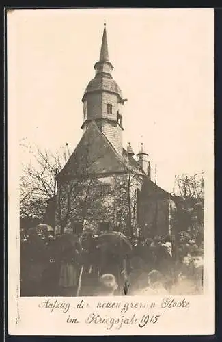 Foto-AK Crossen /Elster, Aufzug der grossen Glocke 1915