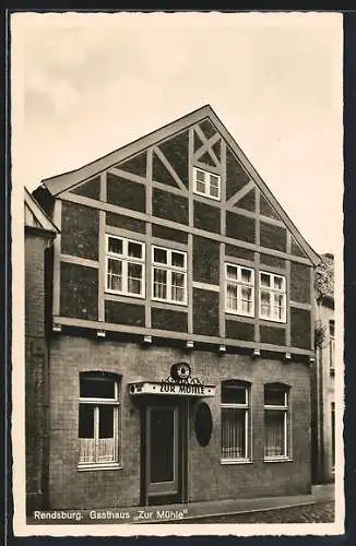 AK Rendsburg, Gasthaus Zur Mühle, Inh. Kath. Rühmann, Schleifmühlenstrasse 16