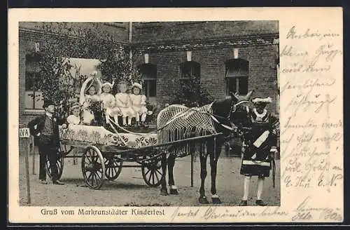 AK Markranstädt, Markranstädter Kinderfest, Geschmückter Festwagen