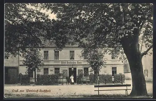 AK Wendisch-Buchholz, Hotel Deutsches Haus von der Strasse aus