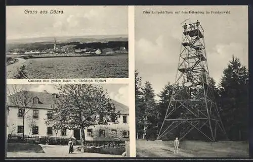 AK Döbra / Bayern, Gasthaus zum grünen Baum, Prinz Luitpold Turm