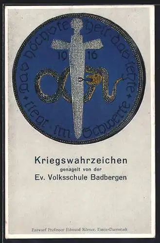 AK Badbergen, Kriegswahrzeichen, Nagelung der Ev. Volksschule