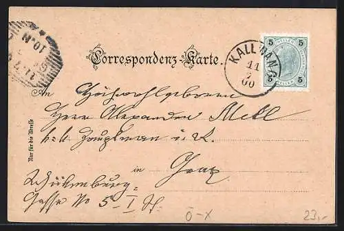 Lithographie Kalwang /Steiermark, St. Sebastians Wallfahrtskirche