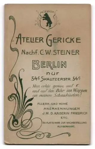 Fotografie Atelier Gericke, Berlin, Skalitzerstr. 54, Porträt einer Dame