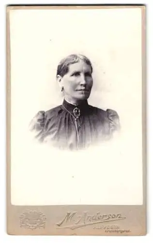 Fotografie M. Anderson, Alfvesta, Kronobergshad, Portrait einer Frau