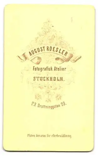 Fotografie August Roesler, Stockholm, Drottninggatan 23, Porträt einer Frau