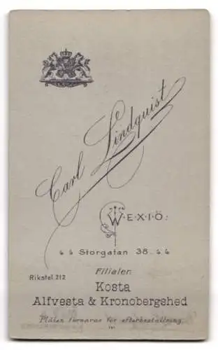 Fotografie Carl Lindquist, Wexiö, Storgatan 38, Porträt eines jungen Mannes
