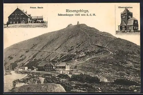 AK Preussische Baude /Schneekoppe, Ansicht mit dem Observatorium