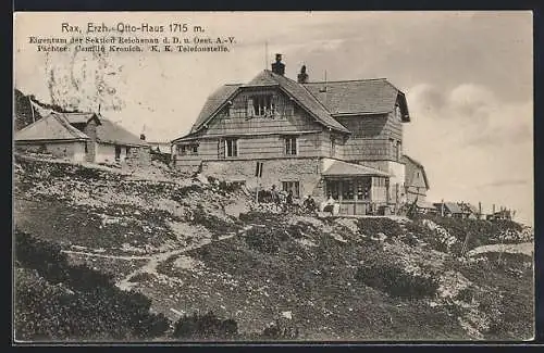 AK Erzh. Otto-Haus /Rax, Ansicht mit Besuchern im Aussenbereich