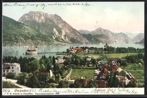 AK Gmunden, Teilansicht mit Schloss Ort