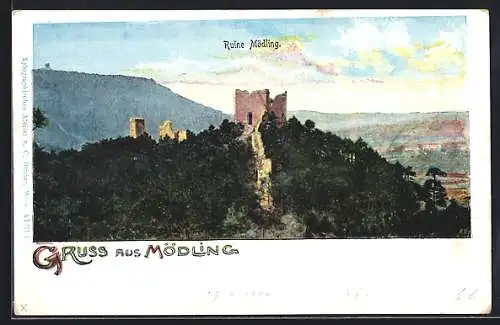 AK Mödling, Blick auf die Ruine