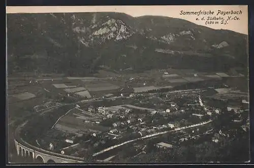 AK Payerbach a. d. Südbahn, Totalansicht vom Berg aus