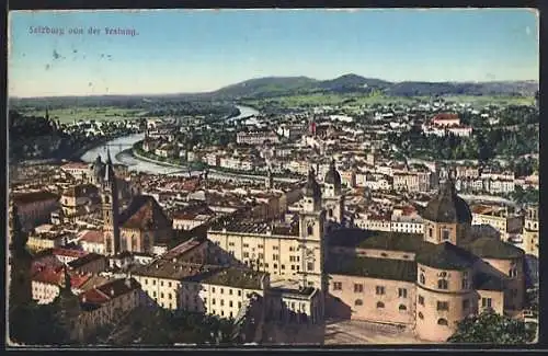 AK Salzburg, Ortsansicht von der Festung