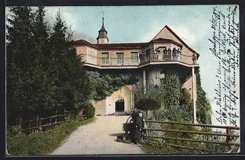 AK Bregenz, Gebhardsberg mit Besuchern