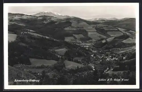 AK Edlitz /N.Ö., Totalansicht mit Schneeberg und Hohe Wand