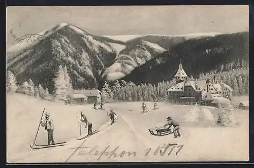 AK Semmering, Hotel Erzherzog Johann, Ski-Langläufer