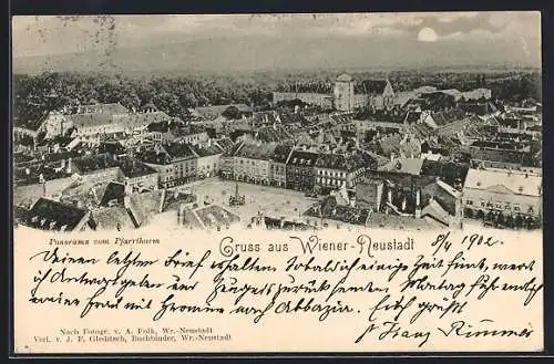 AK Wiener-Neustadt, Panorama vom Pfarrthurm