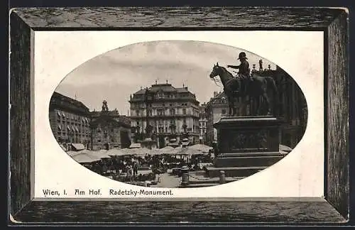 AK Wien I, Am Hof, Markttreiben vor dem Denkmal