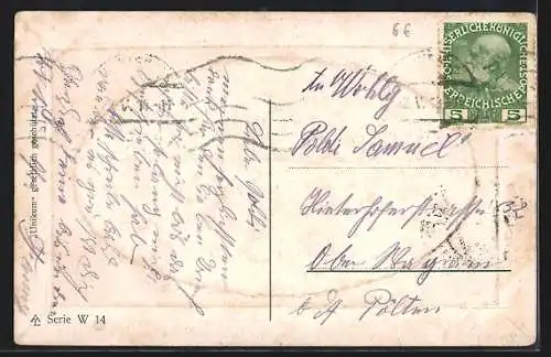 AK Wien I, Am Hof, Markttreiben vor dem Denkmal