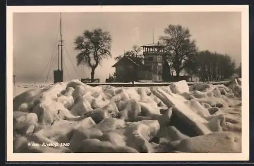 AK Wien, Nussdorf, Eisstoss auf der Donau 1940