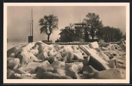 AK Wien, Nussdorf, Eisstoss auf der Donau 1940