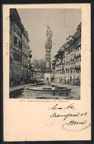 AK Bern, Gerechtigkeitsgasse und -Brunnen