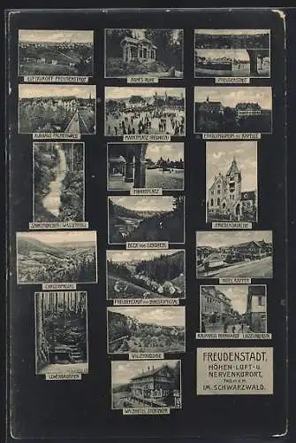 AK Freudenstadt, Kurhaus Palmenwald, Agnes-Ruhe, Hotel Rappen, Kaufhaus Bernhardt in der Loosburgerstrasse