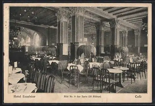 AK Berlin-Kreuzberg, Hotel Excelsior, Innenansicht des Cafés