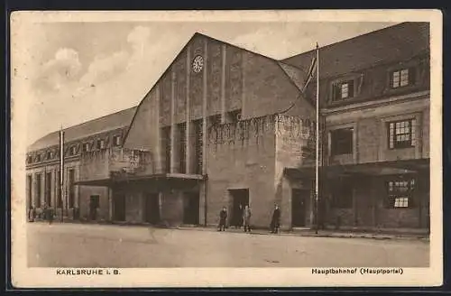 AK Karlsruhe, Hauptportal vom Hauptbahnhof