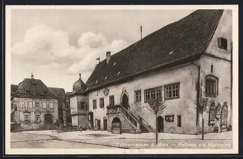 AK Frickenhausen a. Main, Rathaus mit Marktplatz