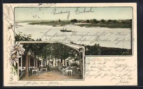 AK Vegesack, Hotel Bellevue, Gartenansicht, Ortsansicht