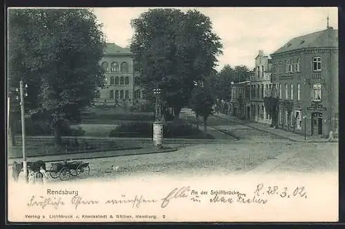 AK Rendsburg, Strassenpartie an der Schifbrücke