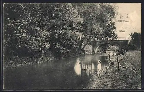 AK Kiel, Umgebung vom Gasthaus Eiderkrug, Bes. H. Poeschke