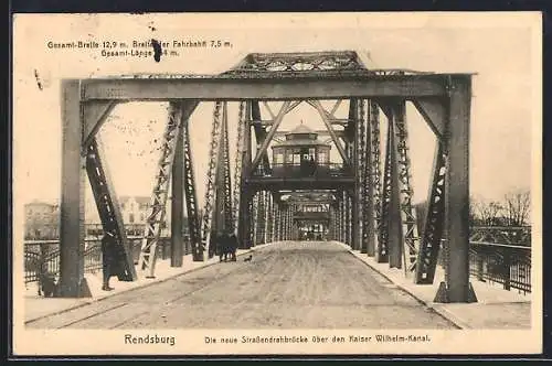 AK Rendsburg, Strassendrehbrücke über Kaiser Wilhelm Kanal