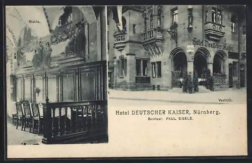 AK Nürnberg, Hotel Deutscher Kaiser v. Paul Eisele, Nische