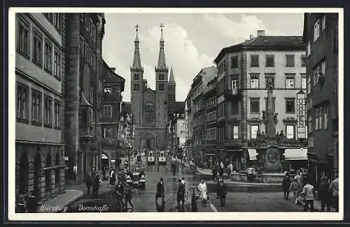 AK Würzburg, Domstrasse mit Blick zum Dom